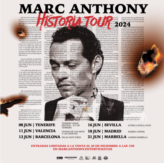 Marc Anthony anuncia su gira “Historia Tour” 2024 en España