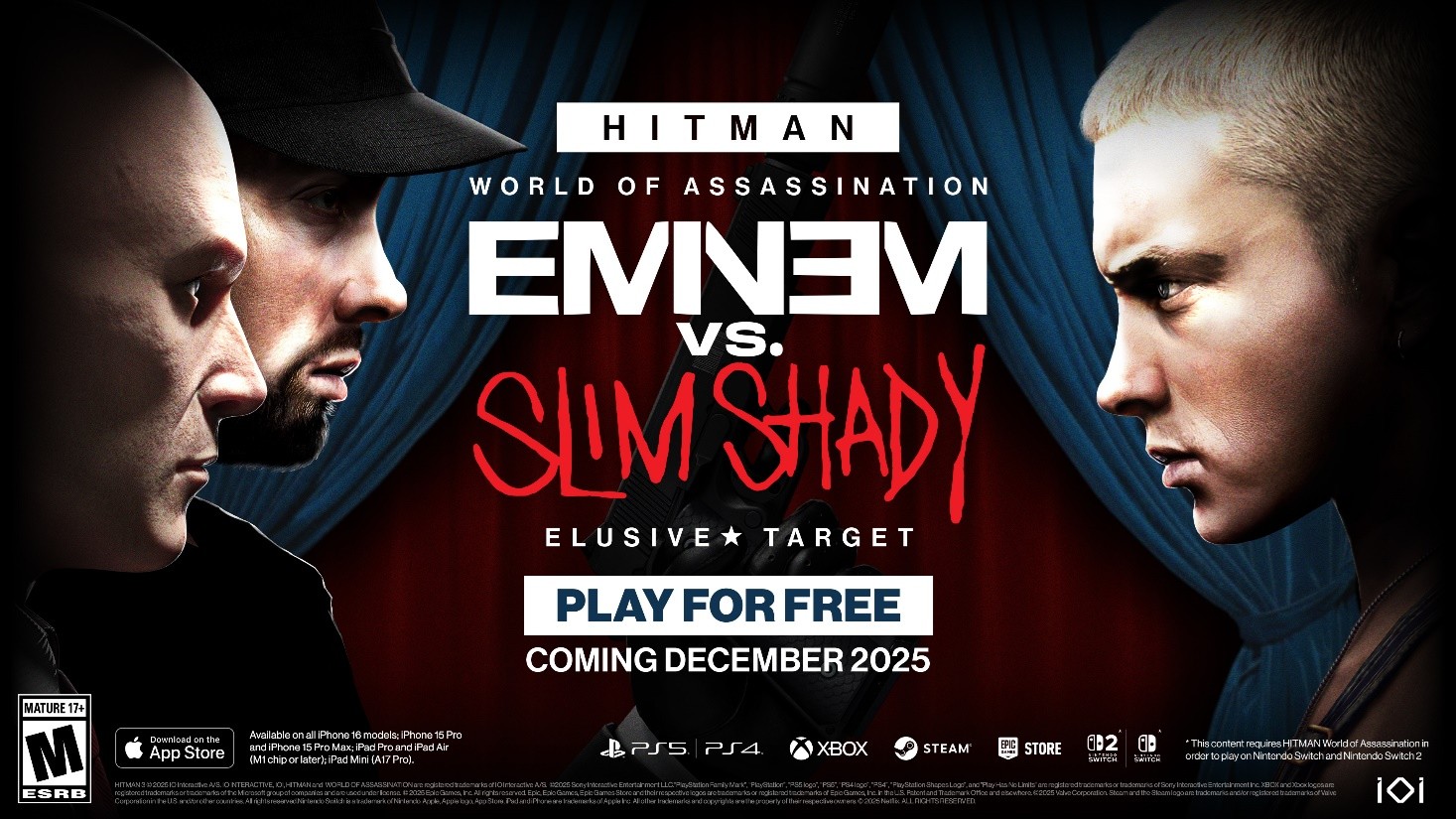 El icónico rapero Eminem llega a HITMAN World of Assassination en una nueva misión de Objetivo Escurridizo, disponible gratuitamente desde el 1 de diciembre