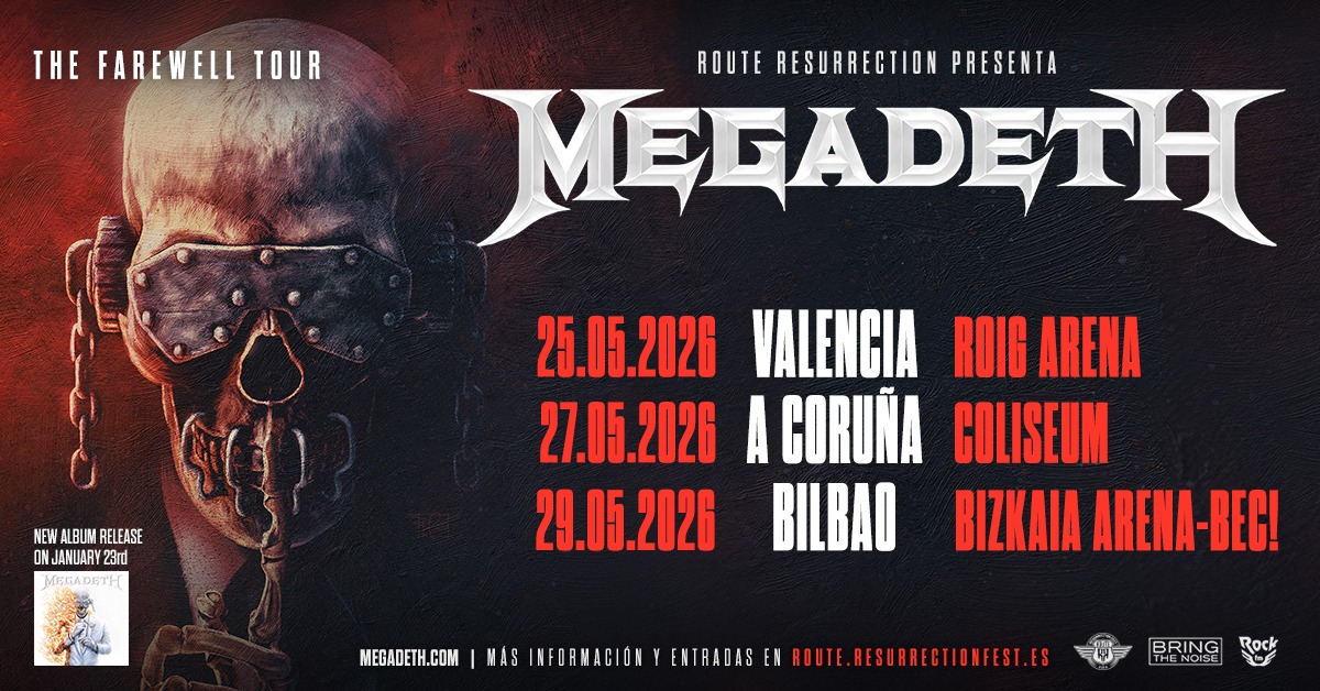 Megadeth anuncia a los artistas invitados para sus últimos conciertos en España dentro de “The Farewell Tour 2026”