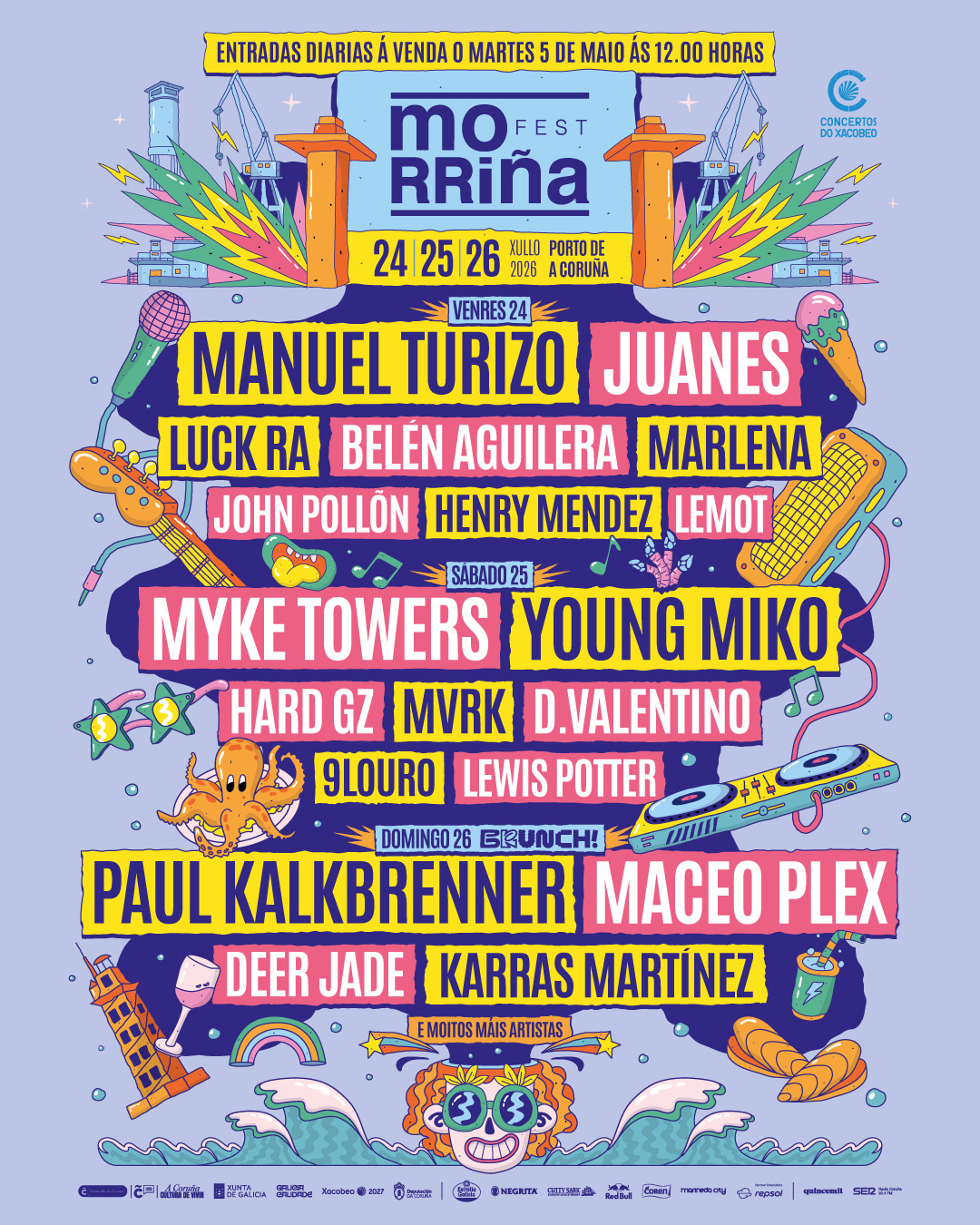 Morriña Festival 2026 desvela su cartel por días con Manuel Turizo, Juanes, Myke Towers, Young Miko y Paul Kalkbrenner entre sus grandes nombres